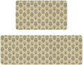 Spring Summer Farmhouse Kitchen Rugs and Mats Set of 2,Blue Green Vintage Boho Floral Farmhouse Non Slip Washable Floor Sink Mats Decorations for Home Kitchen 18"x48"+18"x30"