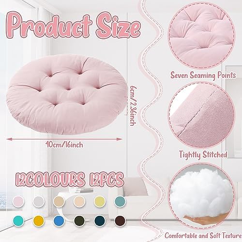Fumete 12 Pcs Round Floor Pillows Cushions Seating 16 x 16 Inches Floor Round Cushions for Kids Toddlers Flexible Reading Chair Pillows for Classroom Home School Playing Supplies(Vivid Color)