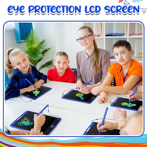 Zhehao 24 Pcs LCD Writing Tablet Kids Board, Blue, Round Style
