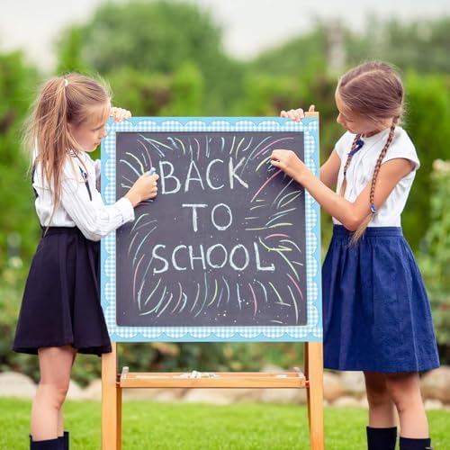 50ft Checkered Bulletin Board Borders, Checkerboard Straight Trim Border with Scalloped Edge Print, Classroom Decor for Chalkboard Whiteboard Back to School Supplies, Blue and White