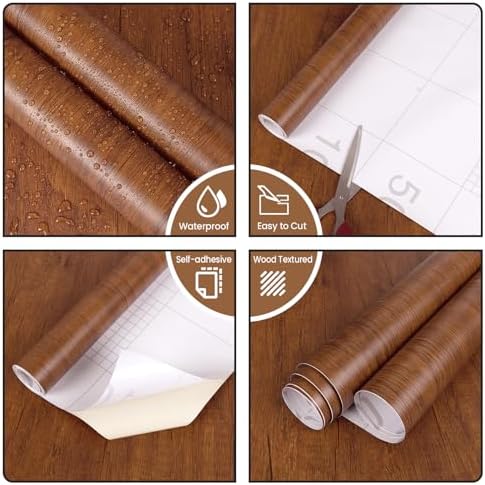 Wood Grain Contact Paper Peel and Stick Wallpaper for Cabinets Furniture