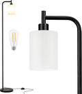 Ziisee Floor Lamps for Living Room - Standing Lamp with Frosted White Glass Shade, Modern Industrial Floor Lamp with LED Bulbs, Black Tall Lamp for Bedroom Office(Light Bulb Included)