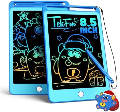 TEKFUN 2 Pack LCD Writing Tablet for Kids, 8.5 Inch Blue+Blue Doodle Board Drawing Board Reusable Drawing Tablet with Lanyard, Educational Kids Toddler Toys Birthday Gift for Boys Girls 3-12 Years Old