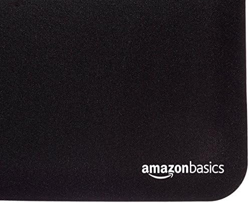 Amazon Basics Large Square Computer Mouse Pad, Cloth and Rubberized Base, 17.7L x 15.7W inches, Black