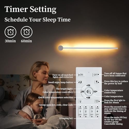 KELUOLY Modern LED Plug in Wall Sconces Set of Two,Chrome Dimmable 23.6" Wall Lighting,Bathroom Vanity Light Fixtures,Metal Wall Lamps with Memory Function for bathrooms,bedrooms,Living Rooms,Hallway