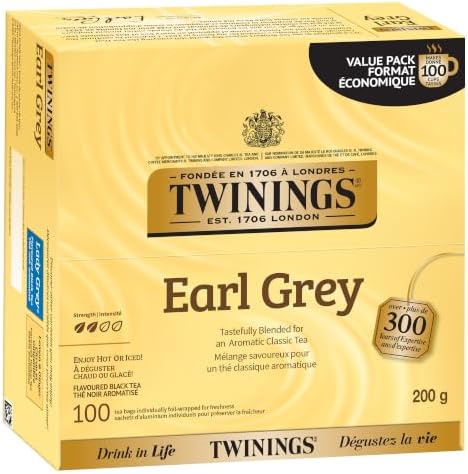 Twinings Earl Grey Black Bergamot Caffeinated Tea Bags, 100 CT Box (1 Pack)