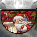 Christmas Santa Xmas Half Round Door Mat Non Slip Washable Semi Circle Area Rug Absorbent Soft Half Moon Rug Floor Mat for Indoor Outdoor Kitchen Bathroom Patio Front Door Mat Decor