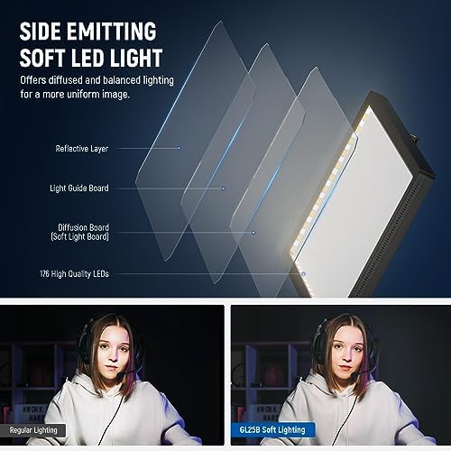 NEEWER 25W 12.9" Streaming Key Light with Desk Stand/2.4G Remote, GL25B