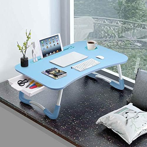 Slendor Bed Desk for Laptop and Writing with Storage, Cup Holder, Light