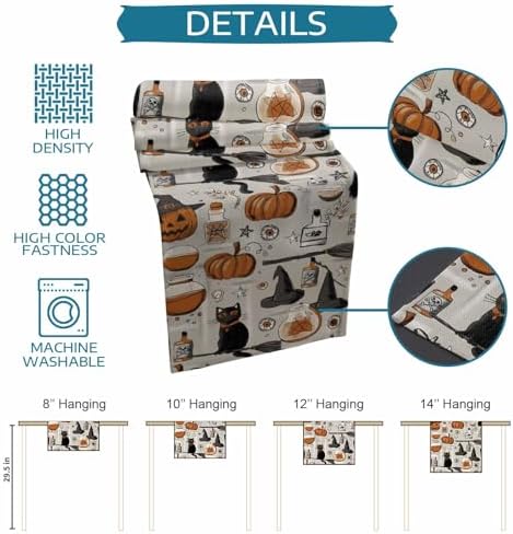 Vintage Style Table Runner Dresser Scarf 13 x 72 Inch Halloween Black Cat Orange Pumpkin Witch Hat Table Runners Non-Slip Heat Resistant Kitchen Dining Table Decor for Home Holidays Indoor Outdoor