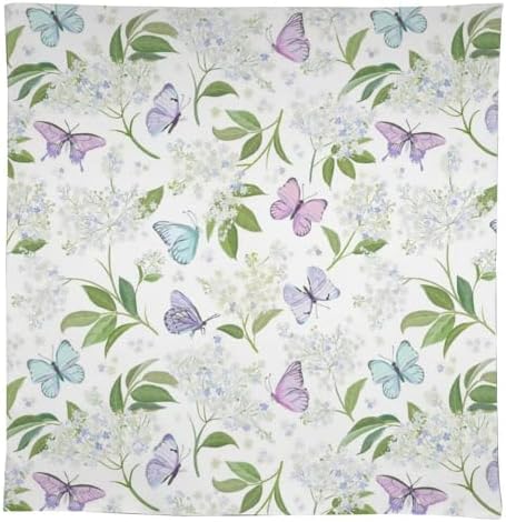 Butterfly Floral Tablecloth, Spring Summer Watercolor Flowers Plants Leaves Print Table Cover for Party Picnic Dinner Decor 55x75in