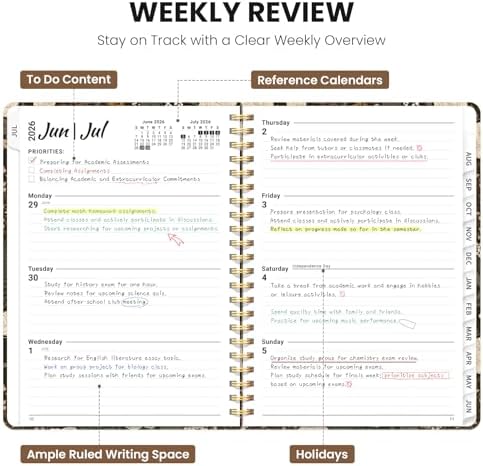 Large Planner 2026-2027, A4 (8.5" x 11") Hardcover Weekly & Monthly Planner July 2026 - June 2027 with Monthly Tabs, Academic Planner for School, Work and Office, Wild Rose
