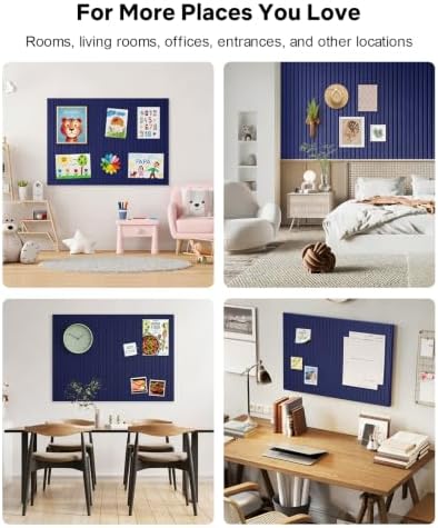 48" x 36" Large Cork Bulletin Board Tiles, Peel and Stick Felt Wall Panels for Vision, Message Center, Picture and Prayer Board for Office, Dorm, Room and Desk Decor(Carbon Blue)