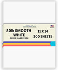 300 Bright White Smooth Card Paper Sheets - 11" X 14" (11X14 Inches) Scrapbook|Picture-Frame Size - 80# (80 lb/Pound) Cover Weight - Quality Paper - Smooth Finish