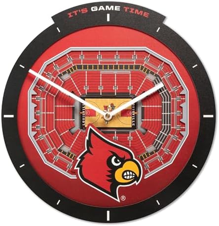 YouTheFan NCAA Louisville Cardinals StadiumView 3D Wall Clock