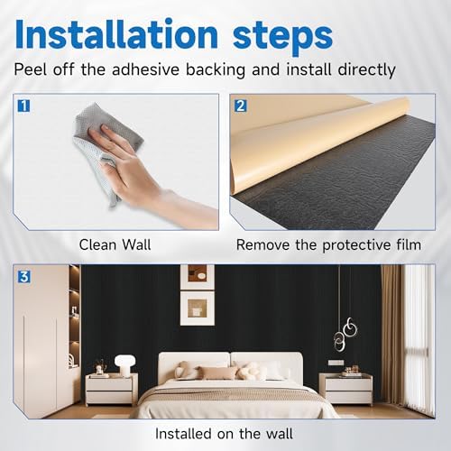 Large Acoustic Panels for Wall Sound Proof Sound Dampening Panels for Wall and Ceilings Decor 47.2 x 23.6 x 0.4 Inch Polyester Fiber Noise Absorb Panels for Bedroom Home Studio Office (Black, 5 Pack)