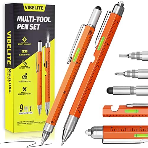 11 in 1 Multitool Pen Set, Orange, 2 Pack