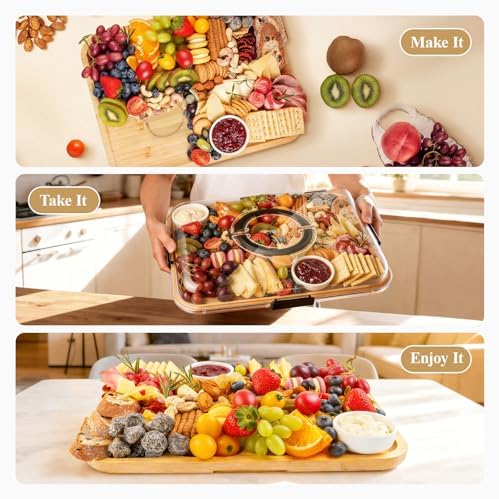 Portable Bamboo Charcuterie Board with Lid, Engraved Home Print