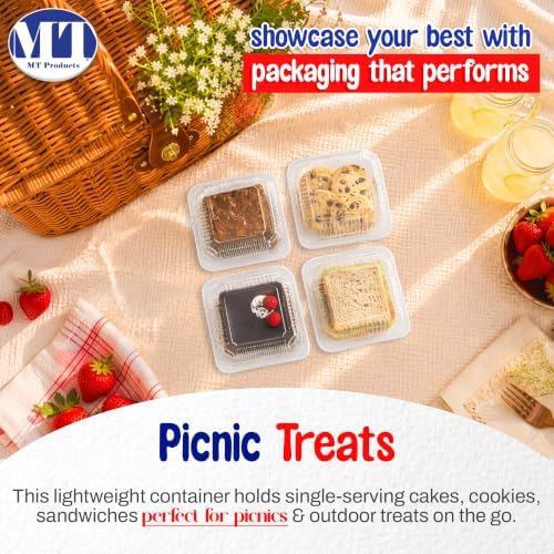 MT Products Clear Cake Slice Container 5" x 5" x 2.75" - To go Square Plastic Container (Pack of 10) - Made in the USA