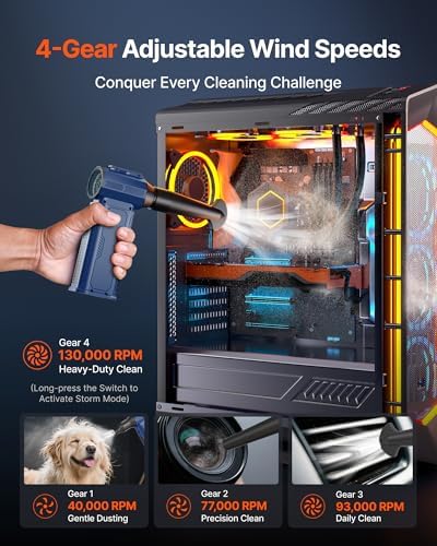 Compressed Air Duster, 130,000RPM Ultra-Powerful Electric Air Duster