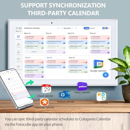 15.6 Inch Digital Calendar Wall Touch Screen Chore Chart, HD Electronic Smart Family Calendar Interactive Display Calendar and Cloud Photo, Gifts for Women Men Kids, Gifts for Mom Dad
