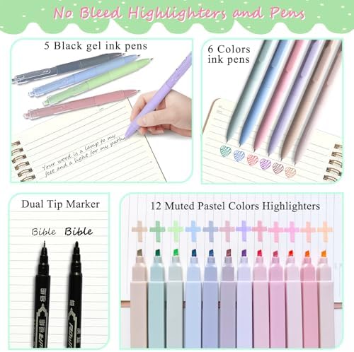 SHINYHARBOR 47Pcs Bible Study Journaling Supplies Kit for Women, Green