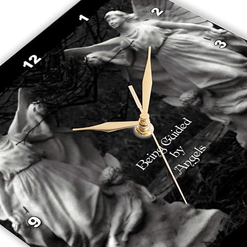 3dRose Wall Clock Silent - 15 inch - Two Protecting Angels Standing Side by Side - WhiteOak Art Designs Angel Prints