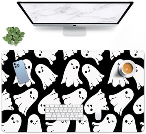 Large Mouse Pad for Desk, Halloween Ghost, Rubber, 31.5 x 15.7 Inch