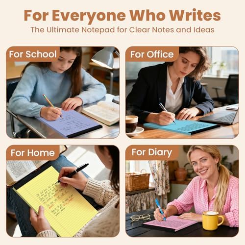 6pcs Legal Pads 8.5 x 11, Perforated Colored Notepad 8.5x11, 50Sheets/Pad