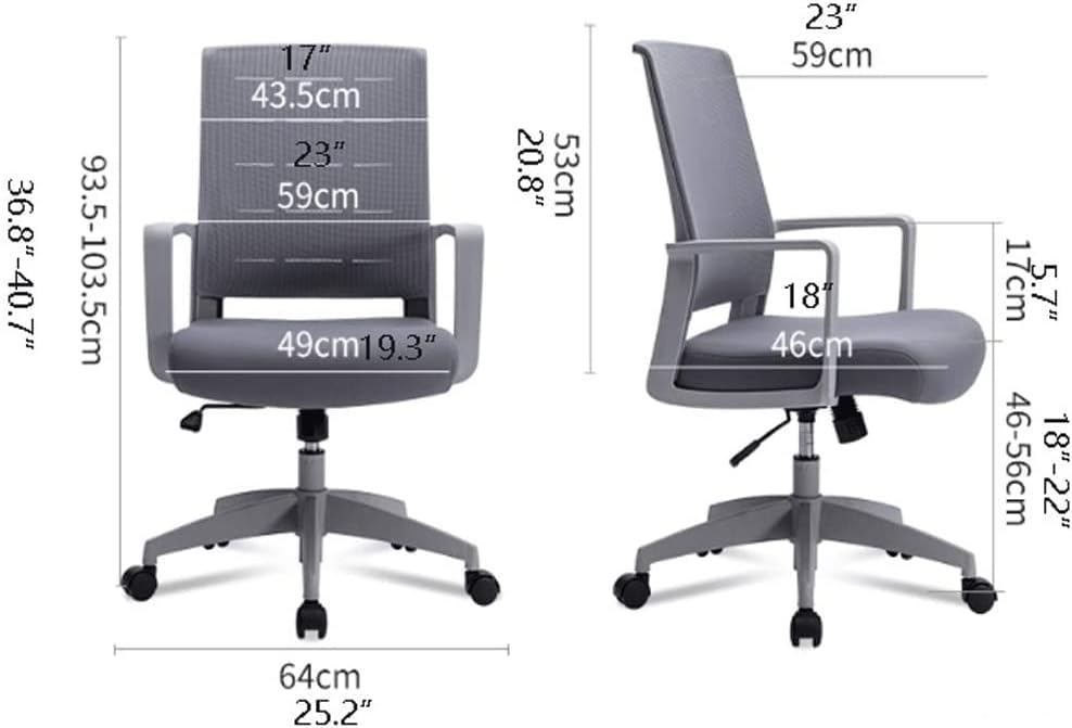 Office Chair Lumbar Reclining Computer Chair Home Study Dormitory Swivel Chair Student Study Mesh Chair Staff Office Chair (Color: Gray Orange) (Color : Black) (Gray Orange)