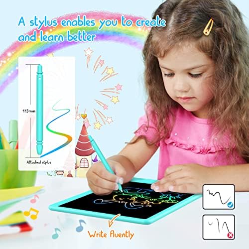 BUKEBU LCD Writing Tablet Doodle Board, Colorful Drawing Pad, Electronic Drawing Tablet, Drawing Pads,Travel Gifts for Kids Ages 3 4 5 6 7 8 Year Old Girls Boys (10.5 inch, Blue&Yellow)
