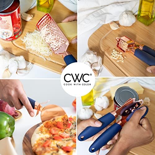COOK WITH COLOR Kitchen Gadget Set Copper Plated Stainless Steel Utensils with Soft Touch Handles, Copper Navy, 7 Pieces