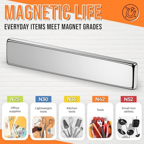 FINDMAG Neodymium Rare Earth Magnets 12 Pack, Silver, 2.36x0.39x0.12in