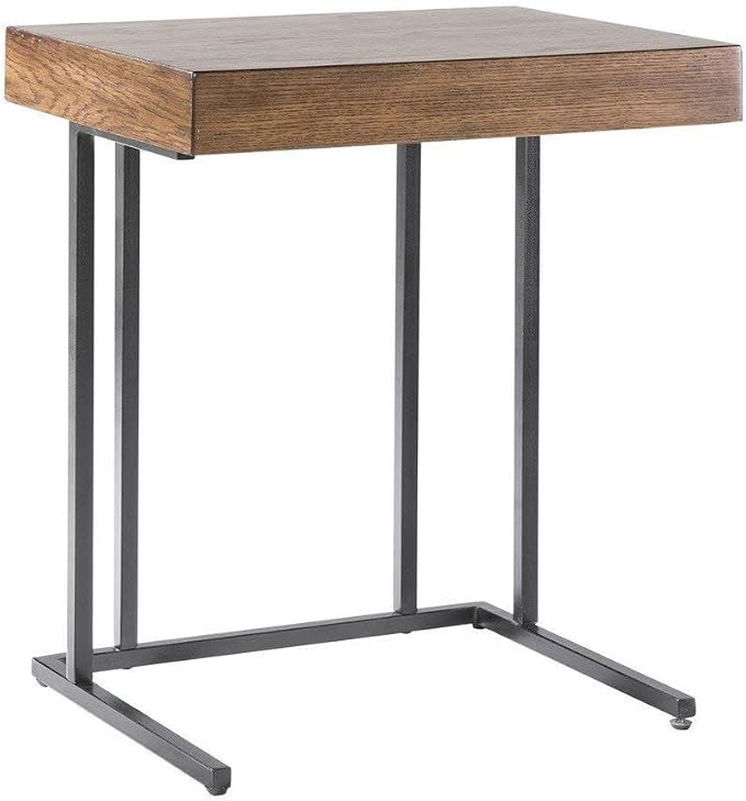 Madison Park Wynn Accent Wood with Metal Frame Snack Modern Home Office Laptop Stand with Drawer Bed Side Table Sofa For Living Room, Small