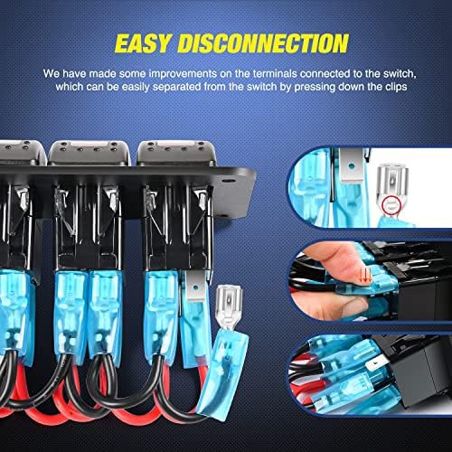 Nilight 2 Gang Rocker Switch Panel with Dual USB Socket Voltmeter