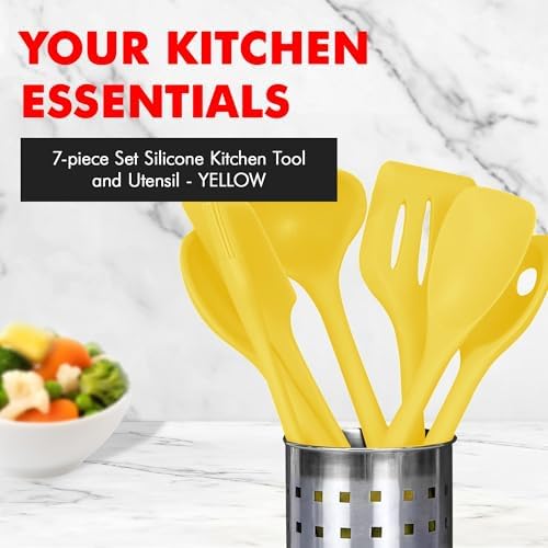 Chef Craft Premium Silicone Kitchen Tool and Utensil Set, 7 Piece, Yellow