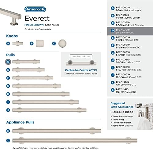 Amerock 3" Everett Satin Nickel Drawer Pull