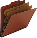 Smead 100% Recycled Pressboard Classification File Folder, 2 Dividers, 2" Expansion, Letter Size, Red, 10 per Box (14024)