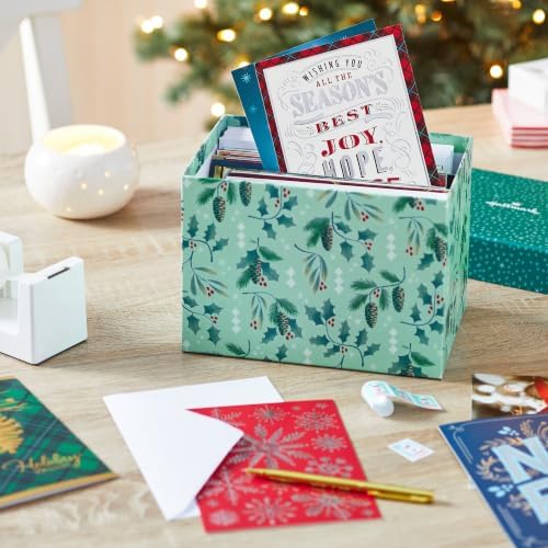 Hallmark Christmas Cards, Assorted 48-Pack with Organizer Box (Holly)