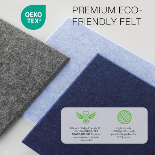 MaxGear Felt Bulletin Board 36" x 24", Light Blue Felt Wall Tiles Push Pins