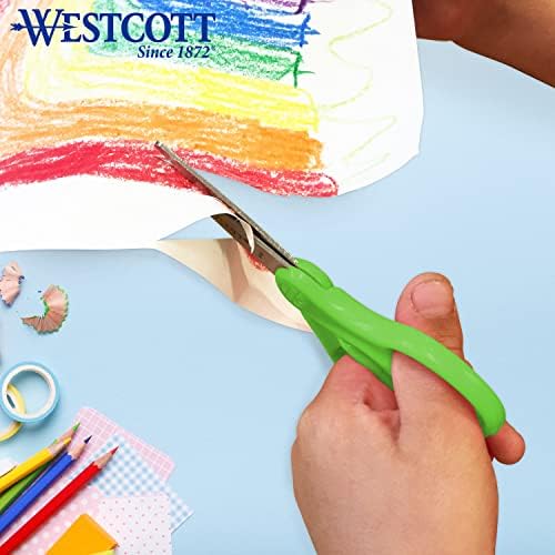 Westcott Hard Handle Kids Scissors, 5", Pointed, Assorted Colors, 2-Pack