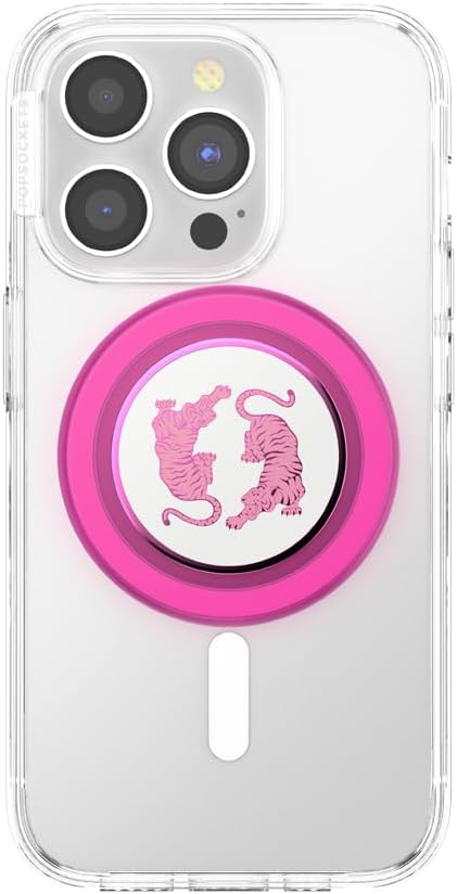 PopSockets Phone Grip for MagSafe, Magnetic Holder- Le Tigre Boca | Removable, For Kindle / Android / iPhone, With Magnet, Hot Pink, Enamel, Designs