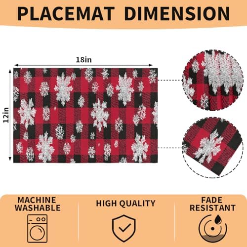 Placemats 12x18 Inch Washable Linen Place Mats Cloth Tables Mats