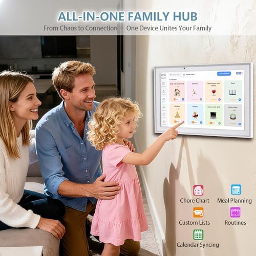 10.1 inch Smart Digital Calendar & Chore Chart, 1920 * 1080P Full HD Touchscreen Interactive Display, Desk Planner with Meal Scheduler, Achievement Rewards for Family Schedules and Cloud Photo