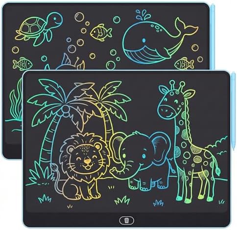 16 Inch LCD Writing Tablet for Kids 2 Pack, Large Drawing Board Doodle Pad, Colorful Screen Erasable Sketch Tablet, Travel Toys and Reusable Learning Gift for Boys Girls (Blue)