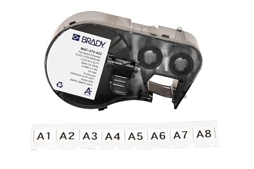 Brady Authentic (M4C-375-422) Aggressive Adhesive Multi-Purpose Polyester Labels 0.375 in Black on White. for use with The BMP41, BMP51, and M511 Label Printers