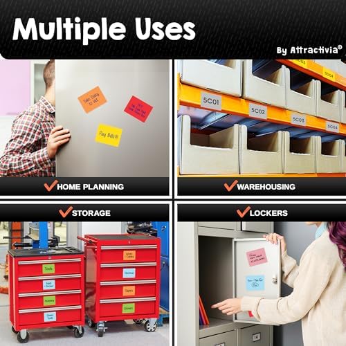 Attractivia Dry Erase Magnetic Labels 3.7 x 2.8 in, Solid Colors, Medium Dry Erase Magnets, 20-Pack, Colored Erasable Write-On All-Purpose Labels, for Office, Education, Home, Whiteboard
