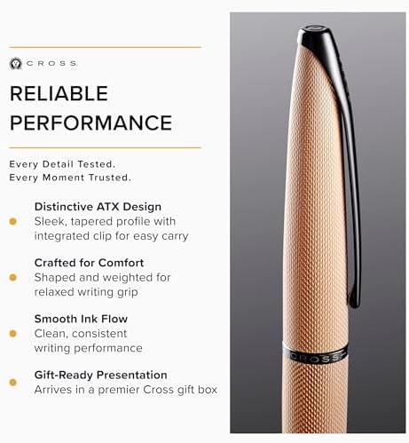 Cross ATX Brushed Rose Gold Ballpoint Pen, Medium Point, Black Ink