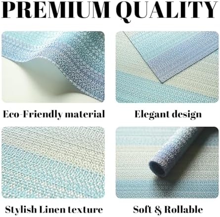 Placemats Set of 12 Vinyl/Plastic Woven Place Mats for Kitchen Table Indoor/Outdoor Washable Placemat Wipeable Dining Table Mats (Ocean Geode,12)