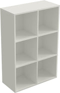 6-Cube Storage Shelf Bookcase, Warm White | Wooden 3-Tier Open Bookshelf, Fits 11×11" Bins, Vertical or Horizontal Use, Full Back Panels, For Home Office